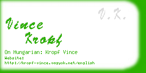 vince kropf business card